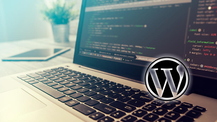Skjerm med Wordpress-logo